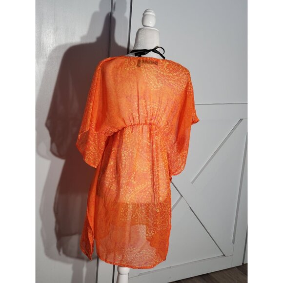 AZUR COVER-UP COLOR ORANGE SHORT SLEEVE POLYESTER ONE FITS ALL(XL) - Picture 5 of 6